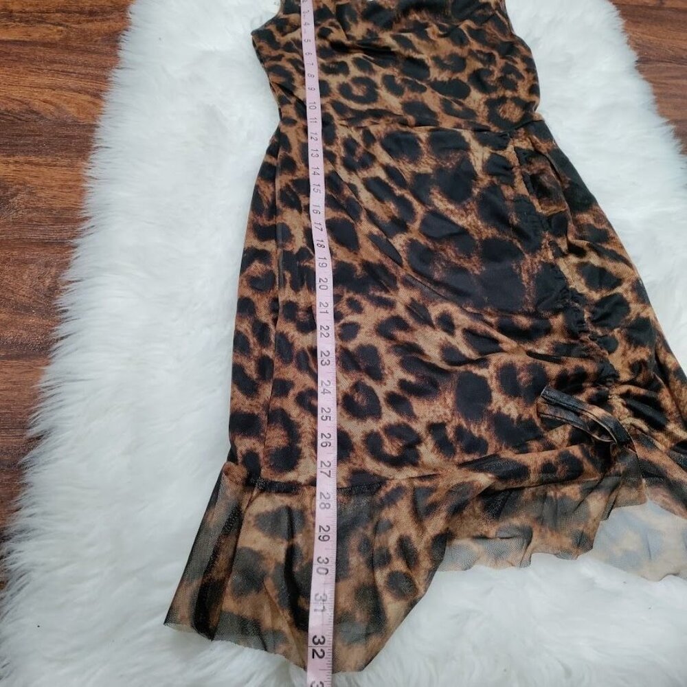 What A Girl Wants Cheetah Whimsy Twee Party Sheer Hem Mesh Mini Dress Small, NWT - Picture 9 of 9